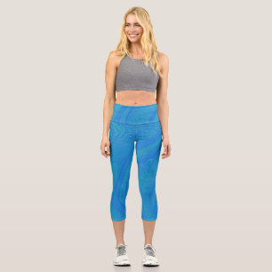 Blue swirls on capri leggings