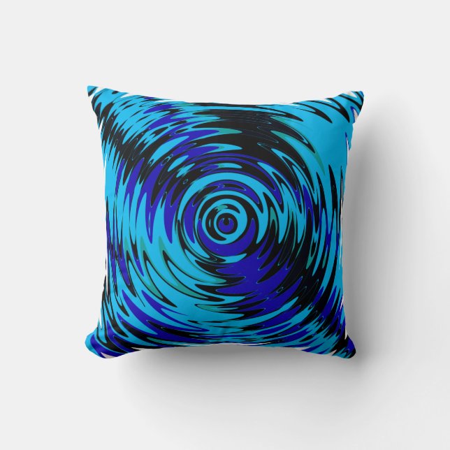 Blue Swirls Throw Pillow Couch Bed Decor (Front)