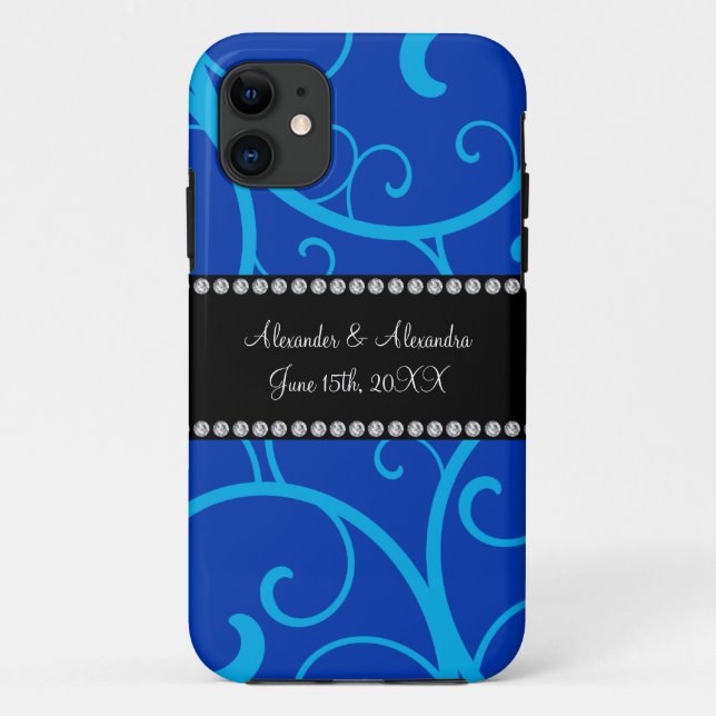 Blue swirls wedding favours Case-Mate iPhone case (Back)