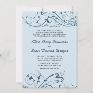 Blue Swirls -wedding invitations
