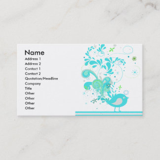 blue swirly bird vector business card