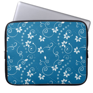 Blue Swirly Flowers Laptop Sleeve