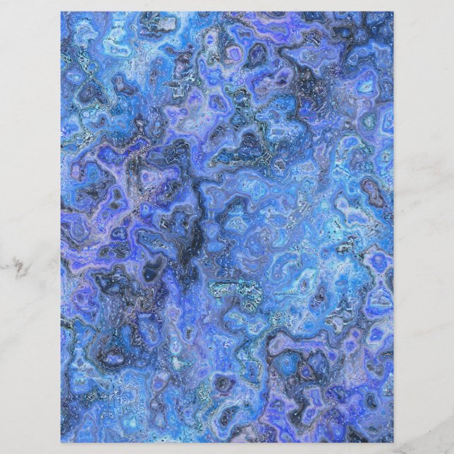 Blue Swirly Marble Bulk Scrapbook Paper Pages (Front)