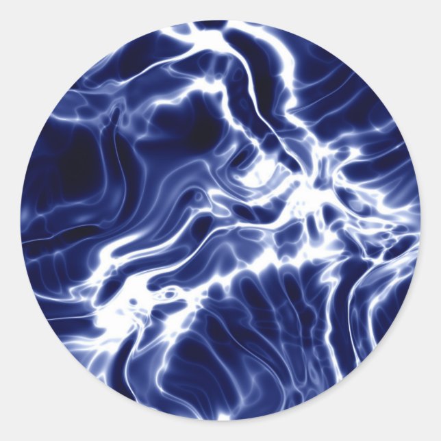Blue swirly pattern  classic round sticker (Front)
