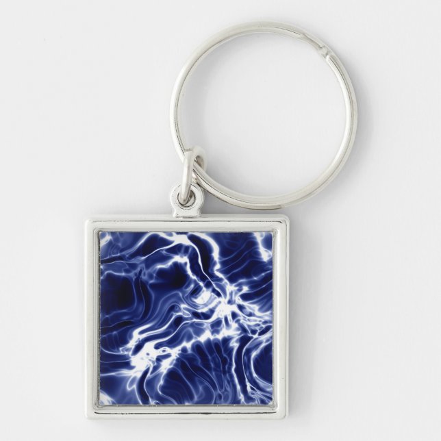 Blue swirly pattern  key ring (Front)
