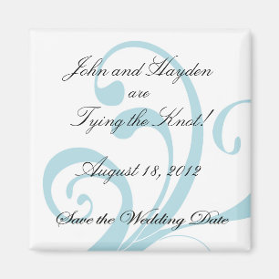 Blue Swirly Save the Wedding Date Magnet