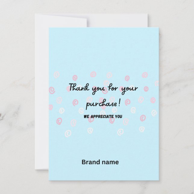 Blue Swirly Thank You Card Small Business (Front)