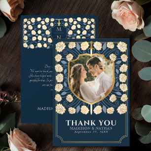 Blue Sword & Shield Mediaeval Fantasy Wedding Thank You Card