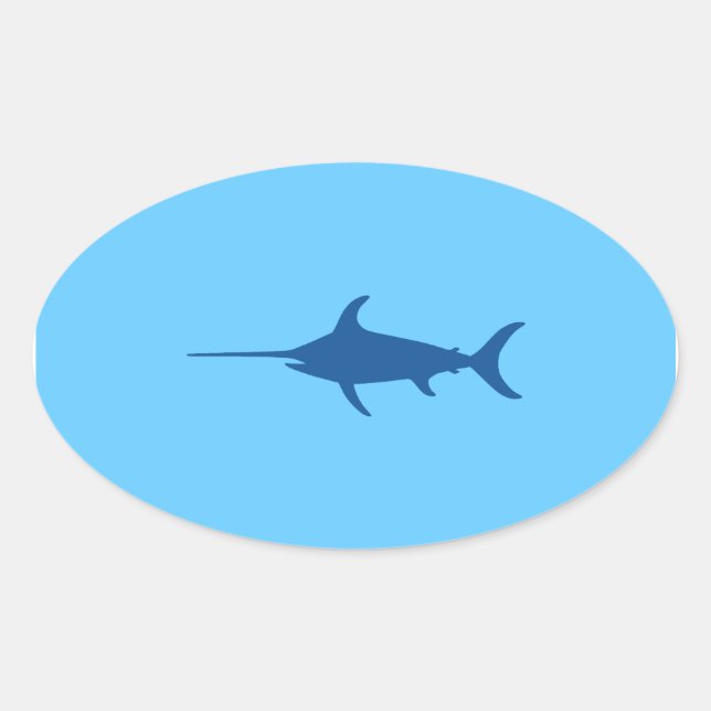 Blue Swordfish Oval Sticker (Front)