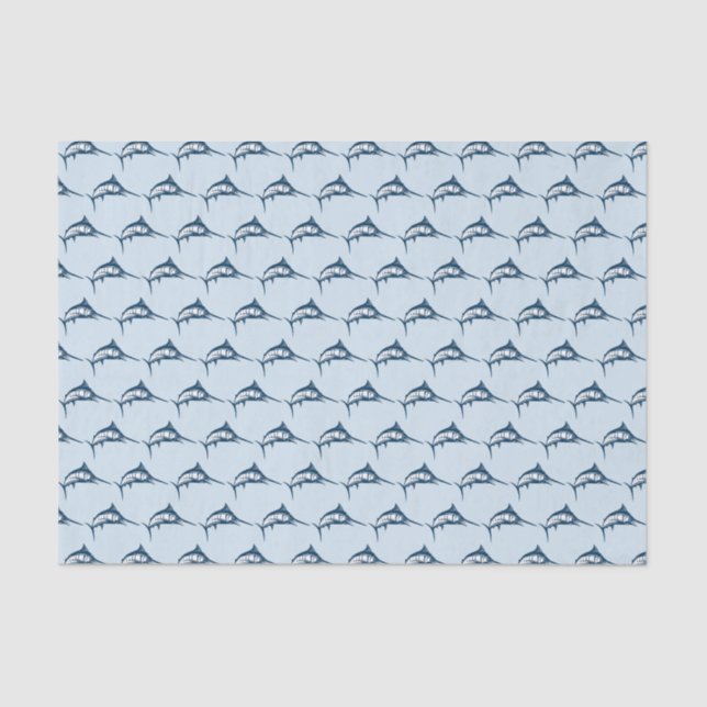 Blue Swordfish Pattern Cool Tissue Paper (Front)
