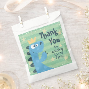 Blue T-Rex Cute Dinosaur Birthday Thank You Favour Bags
