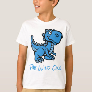 Blue T Rex Dinosaur Personalised Name T-Shirt