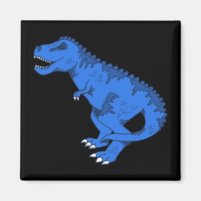 Blue T-rex On Grey Sticker  Magnet (Front)