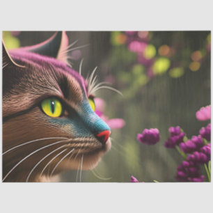 Blue Tabby calico cat, Fantasy Tissue Paper