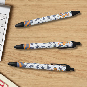 Blue Tabby Cat Pattern Personalised Black Ink Pen