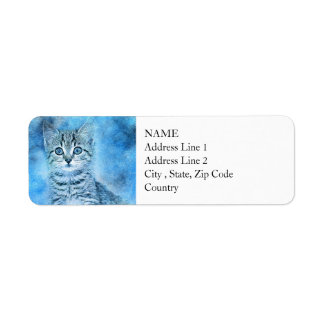 Blue Tabby Kitten | Abstract | Watercolor