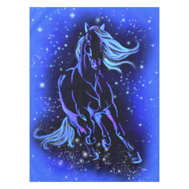 Blue Tablecloth Horse Running At Starry Night  (Front)