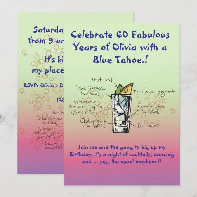 Blue Tahoe Birthday Party Invitation (Front/Back)