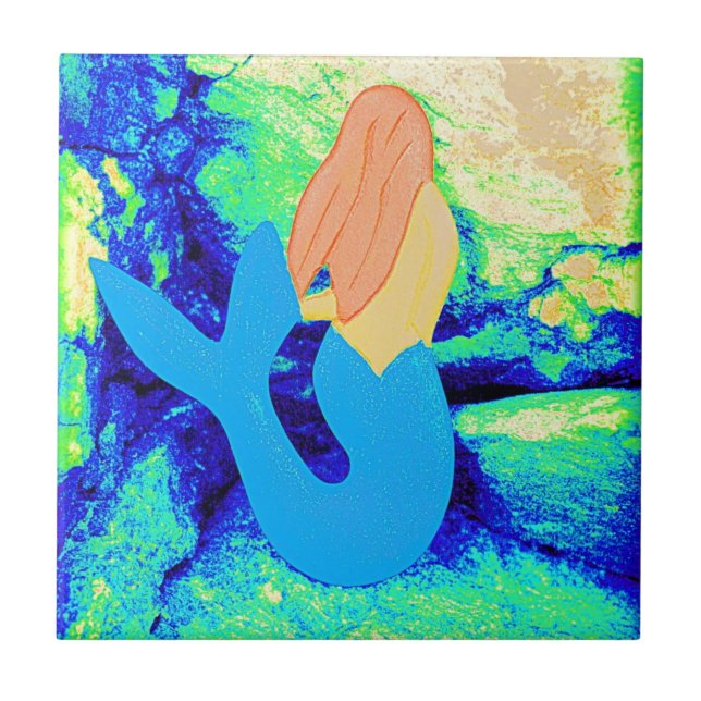 blue-tail mermaid design tile (Front)