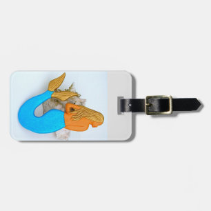 blue tail mermaid luggage tag