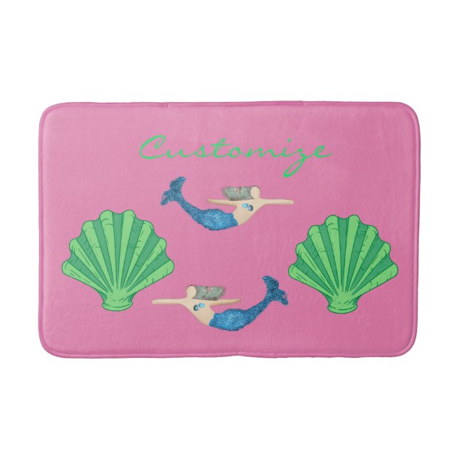 Blue-tail Mermaid Swimming Thunder_Cove  Bath Mat (Front)