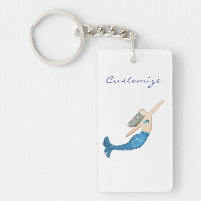 Blue-tail Mermaid Swimming Thunder_Cove Key Ring (Front)