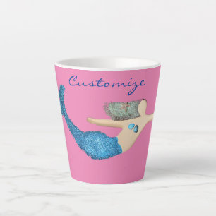 Blue-tail Mermaid Swimming Thunder_Cove Latte Mug