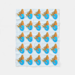 blue-tail mermaids fleece blanket