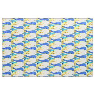 blue-tail mermaids pattern fabric