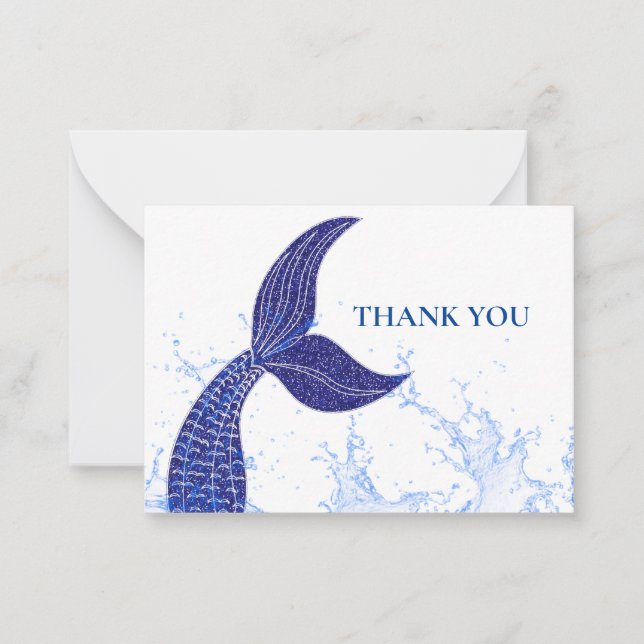 Blue Tail Of Mermaid Thank You Card (Front)