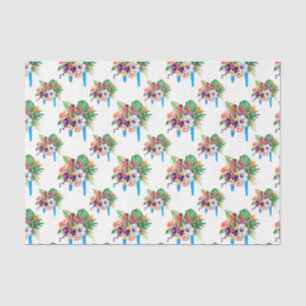 Blue Tailed Parrots with Leaves 2 Tissue Paper