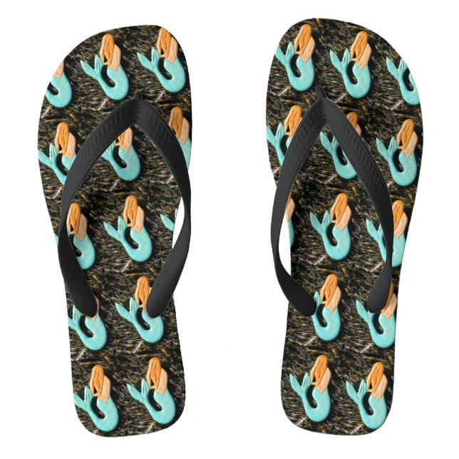 blue-tailed redheaded mermaids jandals (Footbed)