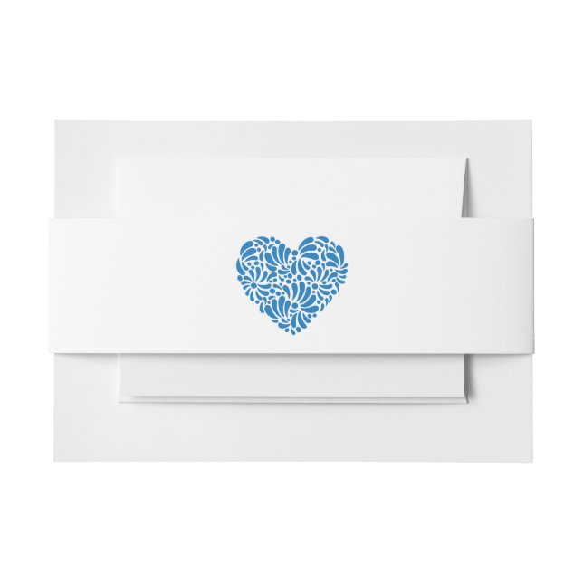 Blue Talavera Heart Invitation  Belly Band (Front Example)