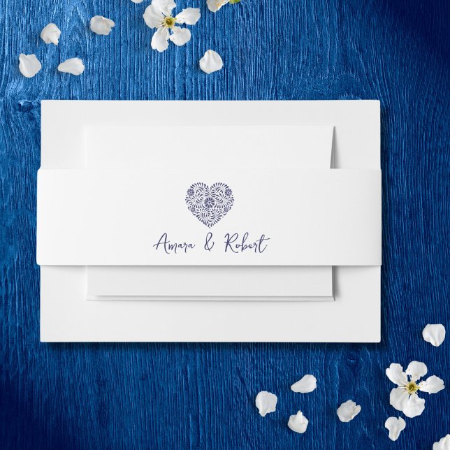 Blue Talavera heart Invitation Belly Band (Creator Uploaded)