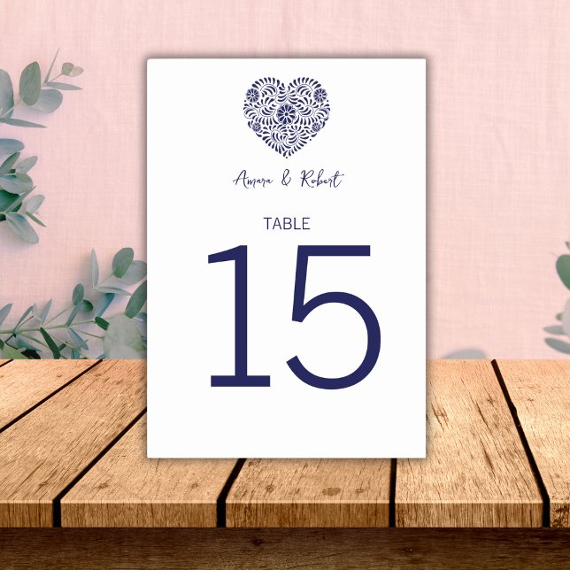 Blue Talavera Heart Table Number (Creator Uploaded)