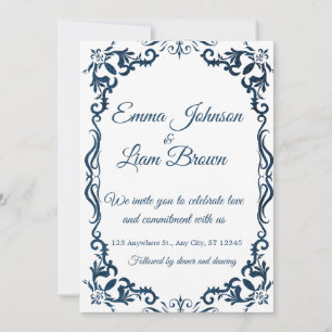 Blue Talavera Mexican Spanish Wedding Invitation