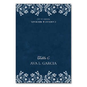 Blue Talavera Mexican Theme Wedding Place Cards