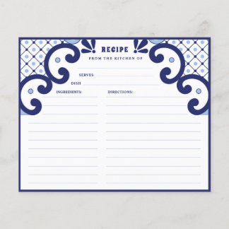 Blue Talavera Mexican Tile | Recipe Card