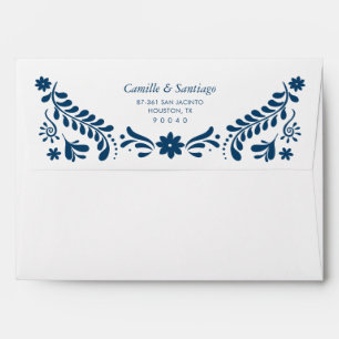 Blue Talavera Mexican Wedding Envelope