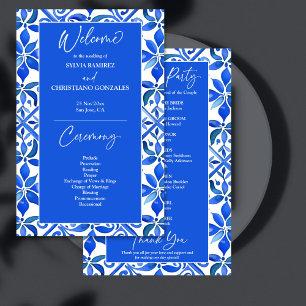 Blue Talavera Spanish tiles wedding program