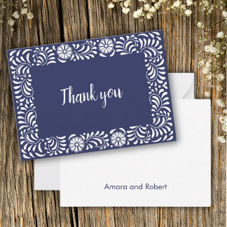 Blue talavera thank you card