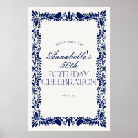 Blue Talavera Tile Fiesta Birthday Party Welcome