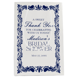 Blue Talavera Tile Fiesta Bridal Shower Favours Medium Gift Bag
