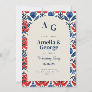 Blue Talavera Tile Mexican Wedding Invitation