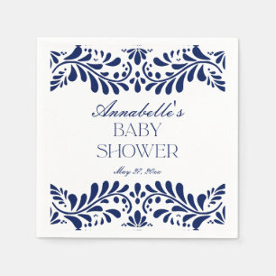 Blue Talavera Tile Spanish Fiesta Baby Shower Napkin