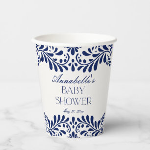 Blue Talavera Tile Spanish Fiesta Baby Shower Paper Cups