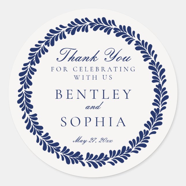 Blue Talavera Tile Spanish Fiesta Wedding Favour Classic Round Sticker (Front)