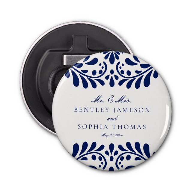 Blue Talavera Tile Spanish Fiesta Wedding Favours Bottle Opener (Front)