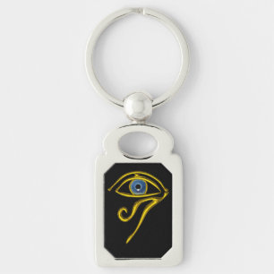BLUE TALISMAN / EYE OF HORUS ,Black Key Ring