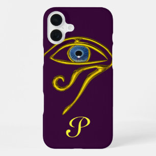 BLUE TALISMAN,GOLD HORUD EYE MONOGRAM Purple iPhone 16 Plus Case